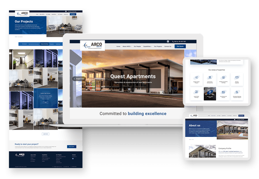 Www.kinbertulma created the website for construction company ARCO to present their services